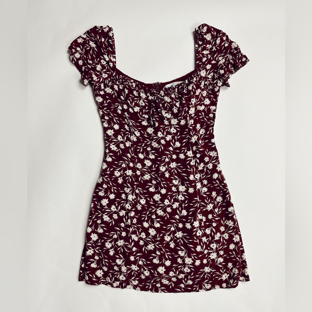 Brown Cream Floral Mini Dress